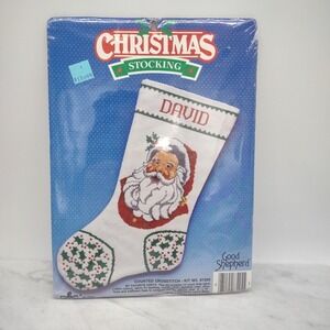 Vintage 1988 Good Shepherd Christmas Stocking MY FAVORITE SANTA Kit #87205